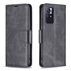 Leather Case Stands Flip Cover Holder B04F for Xiaomi Redmi Note 11 5G Black