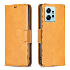 Leather Case Stands Flip Cover Holder B04F for Xiaomi Redmi Note 12 4G Light Brown