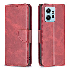 Leather Case Stands Flip Cover Holder B04F for Xiaomi Redmi Note 12 4G Red