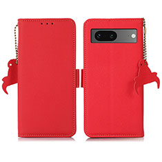 Leather Case Stands Flip Cover Holder B04H for Google Pixel 7 5G Red