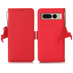 Leather Case Stands Flip Cover Holder B04H for Google Pixel 7 Pro 5G Red