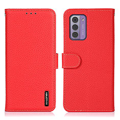 Leather Case Stands Flip Cover Holder B04H for Nokia G42 5G Red