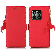 Leather Case Stands Flip Cover Holder B04H for OnePlus 10 Pro 5G Red