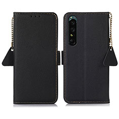 Leather Case Stands Flip Cover Holder B04H for Sony Xperia 1 IV SO-51C Black