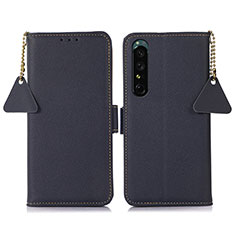 Leather Case Stands Flip Cover Holder B04H for Sony Xperia 1 IV SO-51C Blue