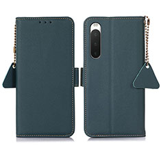 Leather Case Stands Flip Cover Holder B04H for Sony Xperia 10 IV SOG07 Green