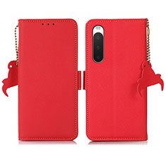 Leather Case Stands Flip Cover Holder B04H for Sony Xperia 10 IV SOG07 Red