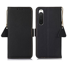 Leather Case Stands Flip Cover Holder B04H for Sony Xperia 10 V Black