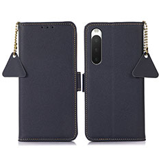 Leather Case Stands Flip Cover Holder B04H for Sony Xperia 10 V Blue