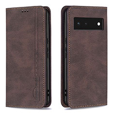 Leather Case Stands Flip Cover Holder B05F for Google Pixel 6 5G Brown