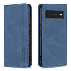 Leather Case Stands Flip Cover Holder B05F for Google Pixel 6 Pro 5G Blue