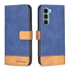 Leather Case Stands Flip Cover Holder B05F for Motorola Moto Edge S30 5G Blue