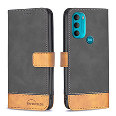 Leather Case Stands Flip Cover Holder B05F for Motorola Moto G71 5G Black