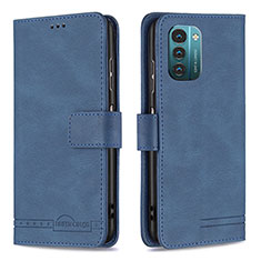 Leather Case Stands Flip Cover Holder B05F for Nokia G11 Blue