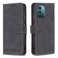 Leather Case Stands Flip Cover Holder B05F for Nokia G21 Black