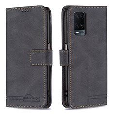 Leather Case Stands Flip Cover Holder B05F for Oppo A54 4G Black