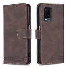 Leather Case Stands Flip Cover Holder B05F for Oppo A54 4G Brown