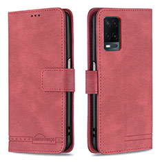 Leather Case Stands Flip Cover Holder B05F for Oppo A54 4G Red