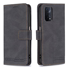 Leather Case Stands Flip Cover Holder B05F for Oppo A54 5G Black