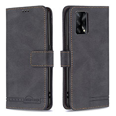 Leather Case Stands Flip Cover Holder B05F for Oppo A74 4G Black