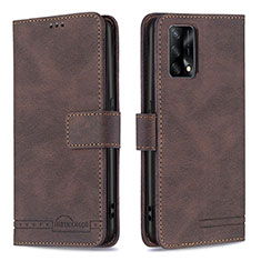 Leather Case Stands Flip Cover Holder B05F for Oppo A74 4G Brown