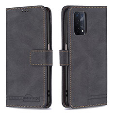 Leather Case Stands Flip Cover Holder B05F for Oppo A74 5G Black