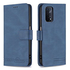 Leather Case Stands Flip Cover Holder B05F for Oppo A93 5G Blue