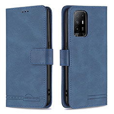 Leather Case Stands Flip Cover Holder B05F for Oppo F19 Pro+ Plus 5G Blue