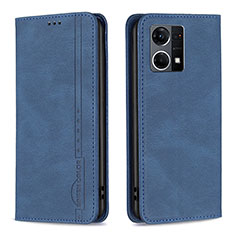 Leather Case Stands Flip Cover Holder B05F for Oppo F21 Pro 4G Blue