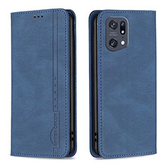 Leather Case Stands Flip Cover Holder B05F for Oppo Find X5 Pro 5G Blue