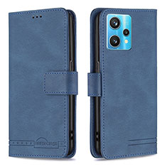 Leather Case Stands Flip Cover Holder B05F for Realme 9 4G Blue