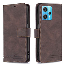 Leather Case Stands Flip Cover Holder B05F for Realme 9 4G Brown