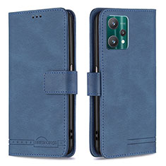 Leather Case Stands Flip Cover Holder B05F for Realme 9 5G Blue