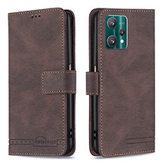 Leather Case Stands Flip Cover Holder B05F for Realme 9 5G Brown