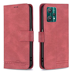 Leather Case Stands Flip Cover Holder B05F for Realme 9 5G Red