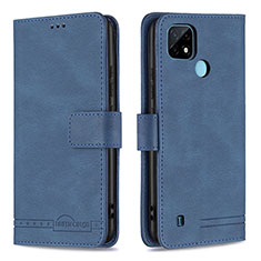 Leather Case Stands Flip Cover Holder B05F for Realme C21 Blue