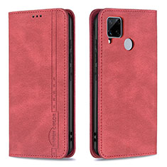 Leather Case Stands Flip Cover Holder B05F for Realme C25 Red