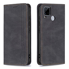 Leather Case Stands Flip Cover Holder B05F for Realme C25S Black