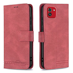 Leather Case Stands Flip Cover Holder B05F for Samsung Galaxy A03 Red