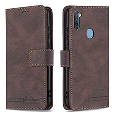 Leather Case Stands Flip Cover Holder B05F for Samsung Galaxy A11 Brown