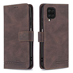 Leather Case Stands Flip Cover Holder B05F for Samsung Galaxy A12 5G Brown