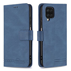 Leather Case Stands Flip Cover Holder B05F for Samsung Galaxy A12 Blue