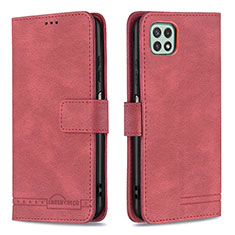 Leather Case Stands Flip Cover Holder B05F for Samsung Galaxy A22 5G Red