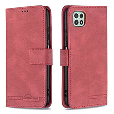 Leather Case Stands Flip Cover Holder B05F for Samsung Galaxy A22s 5G Red