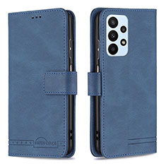 Leather Case Stands Flip Cover Holder B05F for Samsung Galaxy A23 4G Blue