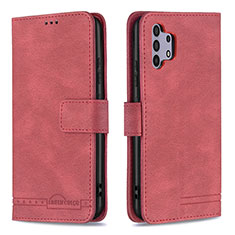 Leather Case Stands Flip Cover Holder B05F for Samsung Galaxy A32 4G Red