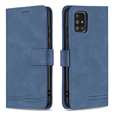 Leather Case Stands Flip Cover Holder B05F for Samsung Galaxy A71 4G A715 Blue