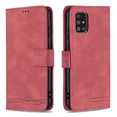 Leather Case Stands Flip Cover Holder B05F for Samsung Galaxy A71 4G A715 Red