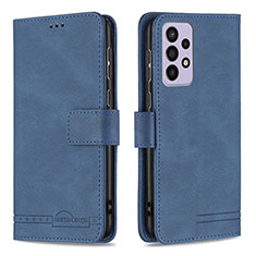 Leather Case Stands Flip Cover Holder B05F for Samsung Galaxy A73 5G Blue