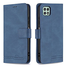 Leather Case Stands Flip Cover Holder B05F for Samsung Galaxy F42 5G Blue